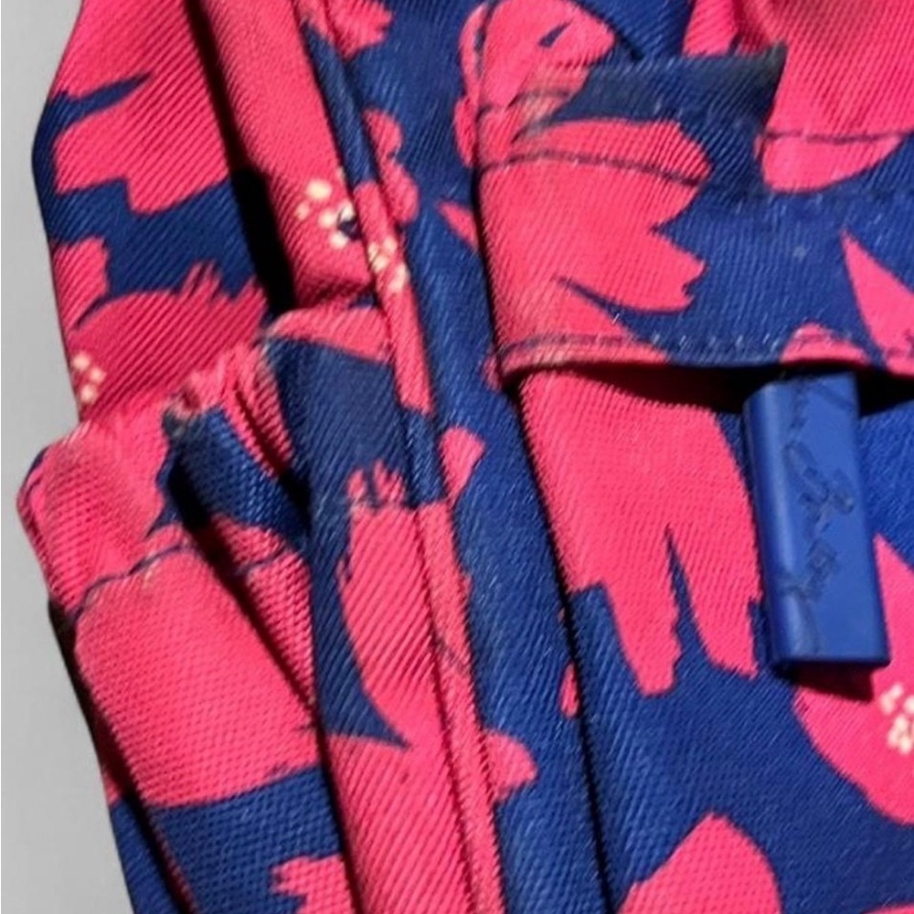Vera Bradley Women’s Small Backpack - Pink and Navy Floral All Working Zippers - Picture 5 of 8